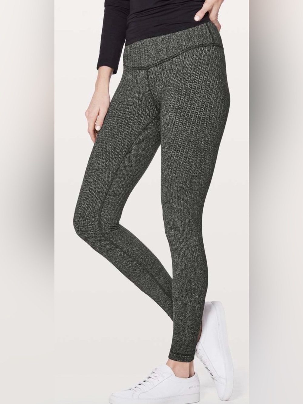 Lululemon Wunder Under Low-Rise Tight 28” Heathered Herringbone Black Size 6
